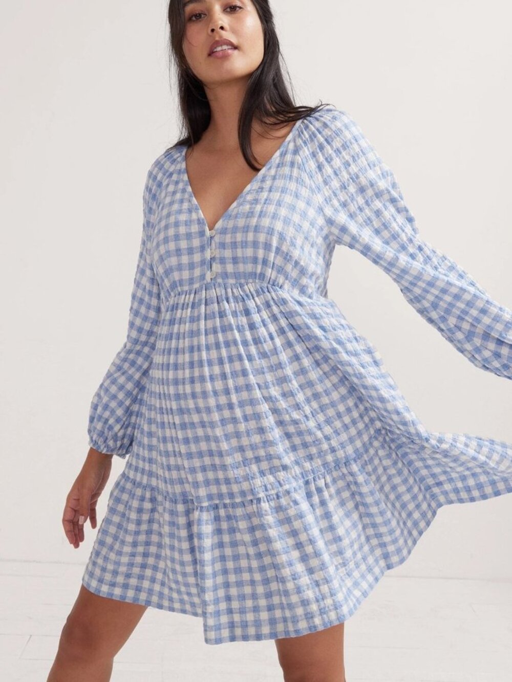 Hatch The Kelsey Dress in Blue Gingham Size XS